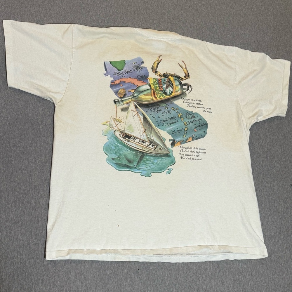 Vintage Caribbean Soul TShirt Yellow Men's XXL Graphic Single Stitch STAINS READ - Picture 2 of 8